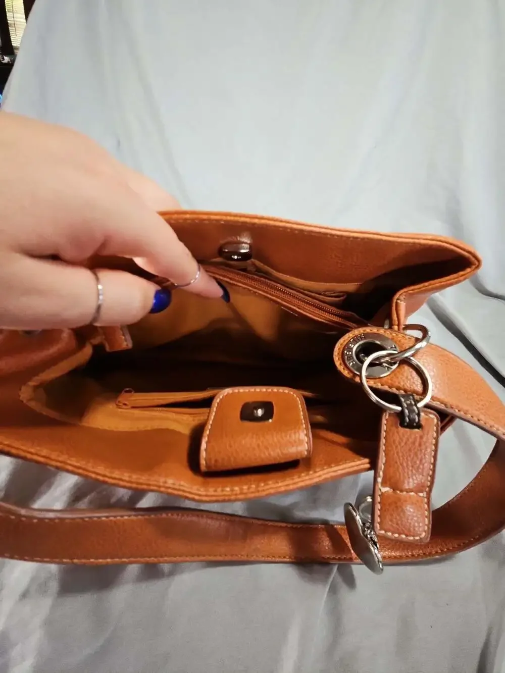Tommy Hilfiger Pebbled Leather Hobo Shoulder Bag with Heart Charm